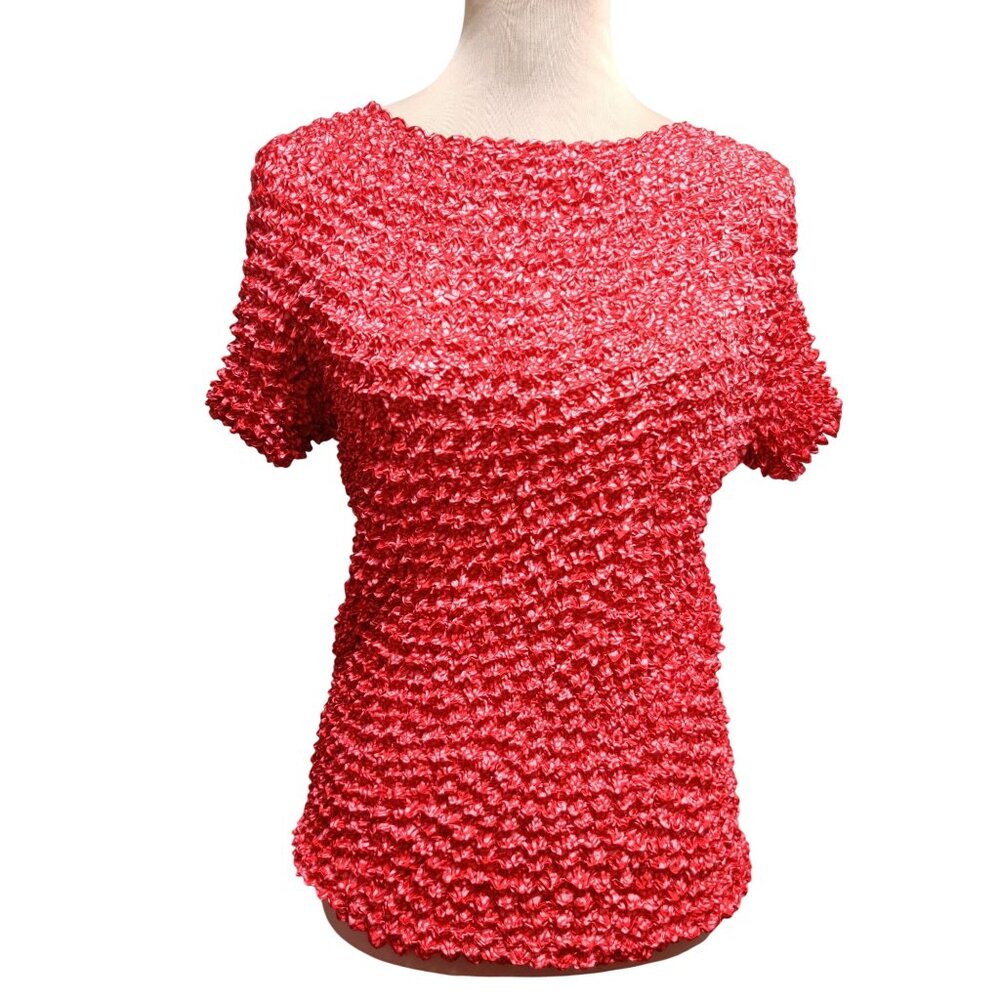 Xhilaration Womens Top One Size Red Pink Dot Vintage Stretch Popcorn Bubble Y2K
